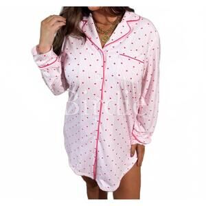 NEW BIRDIE heart sleep dress in pink pinstripe